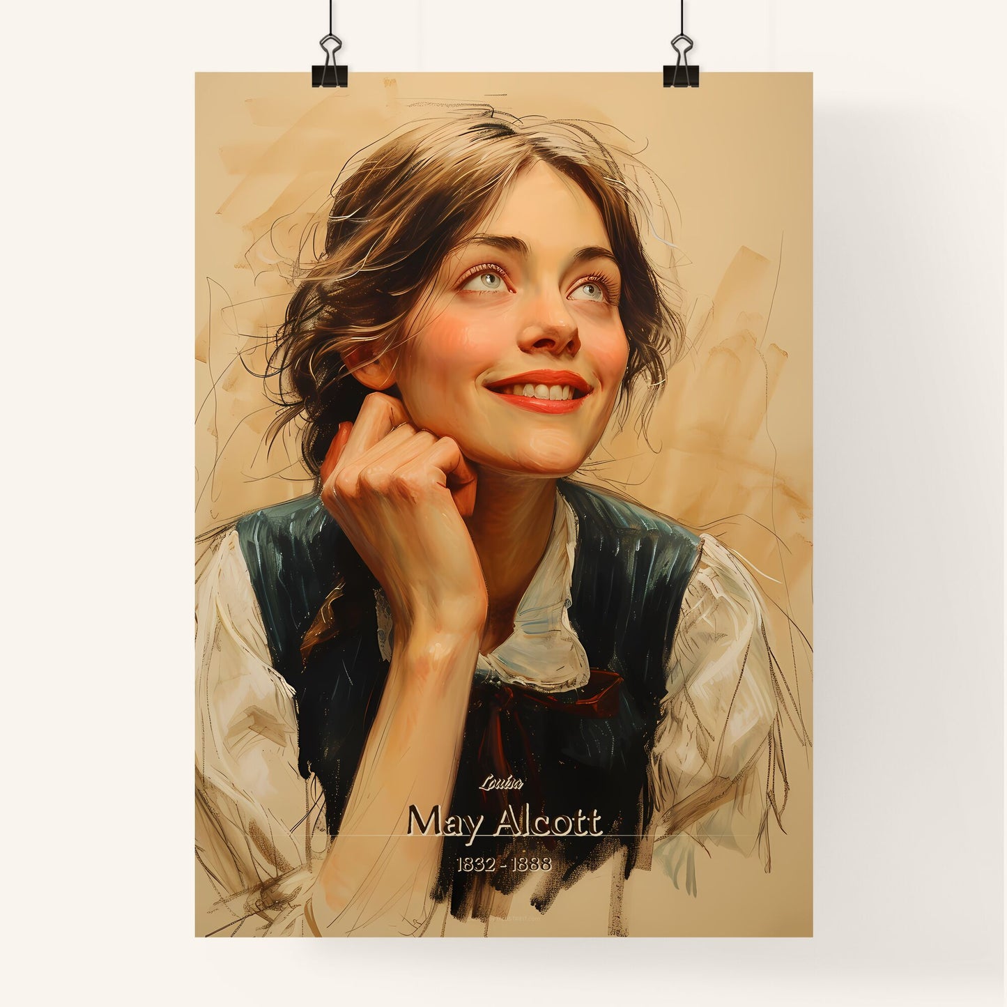 Louisa, May Alcott, 1832 - 1888, A Poster of a woman with her hand on her chin Default Title