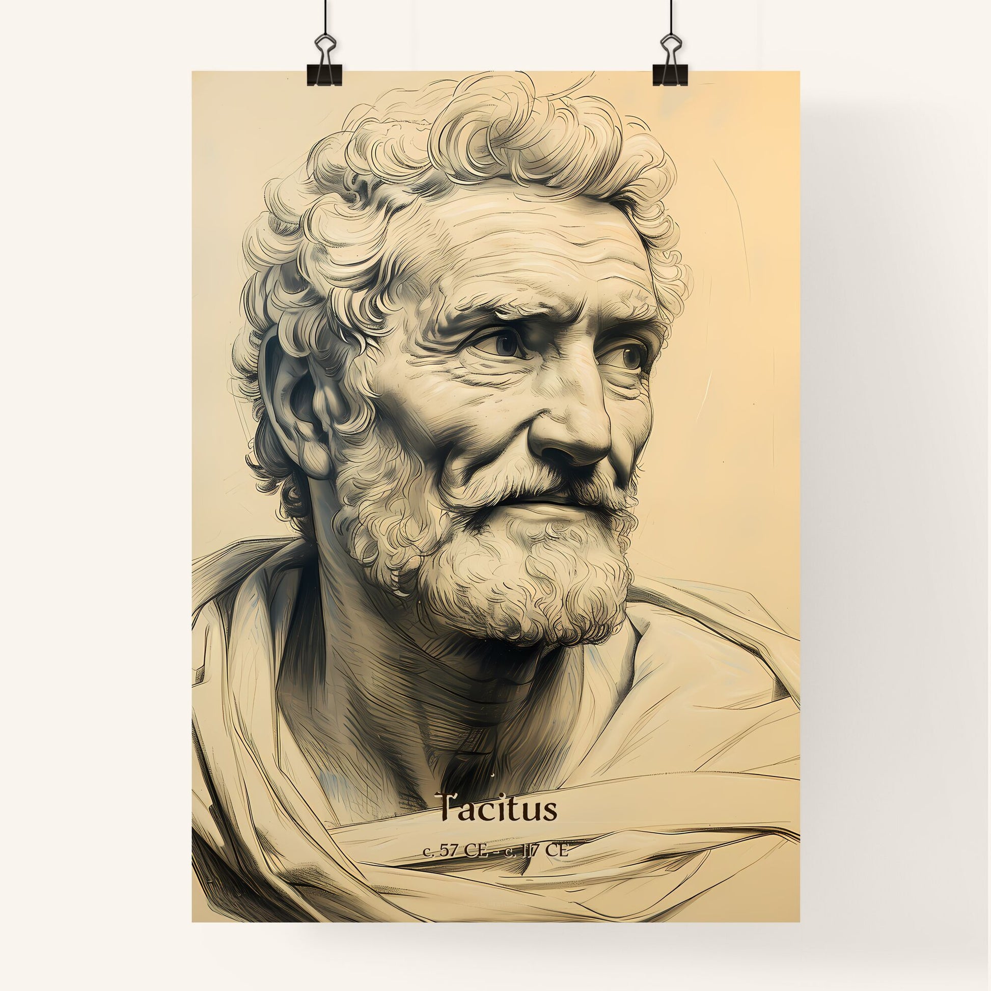 Tacitus, c. 57 CE - c. 117 CE, A Poster of a drawing of a man Default Title