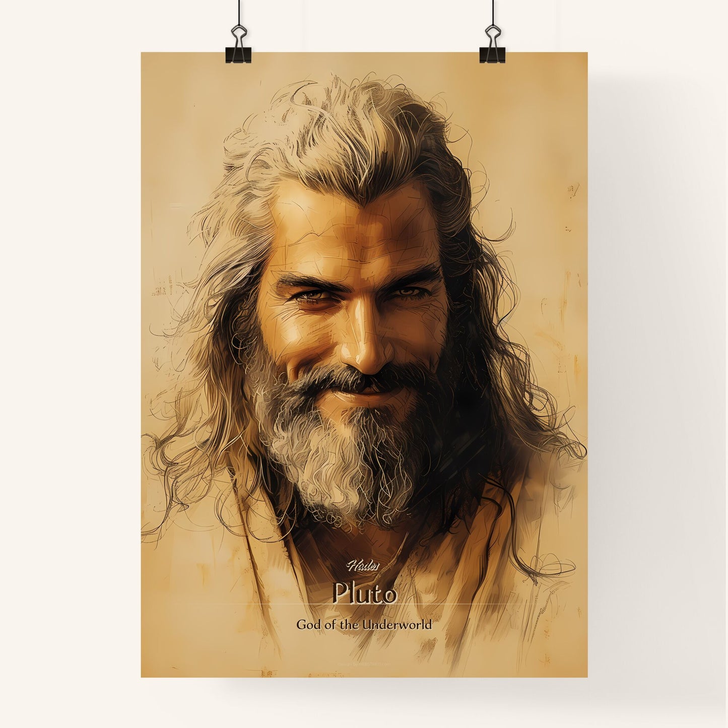 Hades, Pluto, God of the Underworld, A Poster of a man with long hair and beard Default Title
