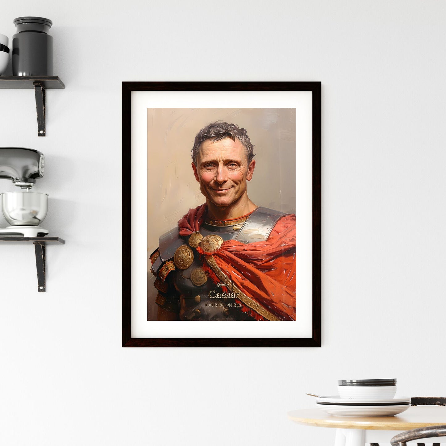 Julius, Caesar, 100 BCE - 44 BCE, A Poster of a man in armor with red cape Default Title