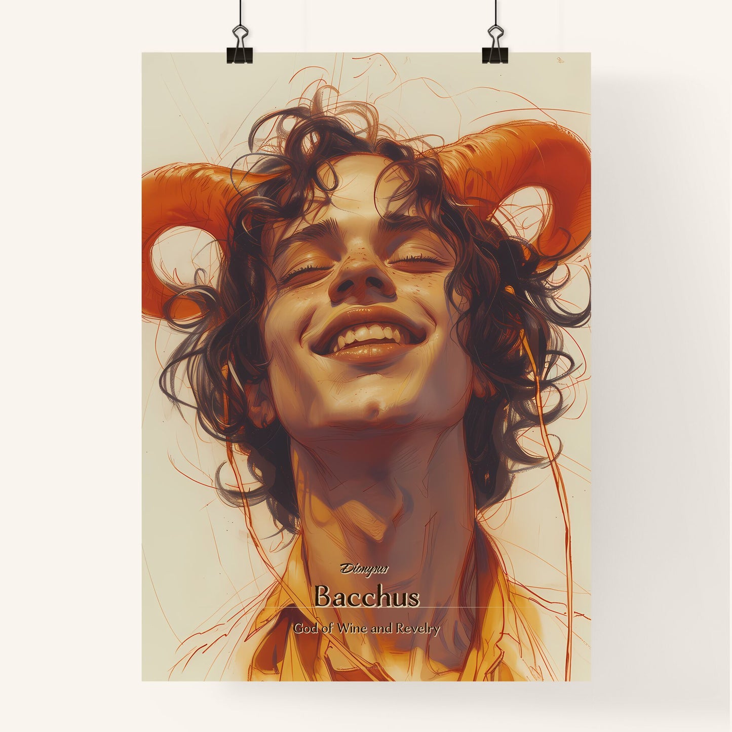 Dionysus, Bacchus, God of Wine and Revelry, A Poster of a man with horns on his head Default Title