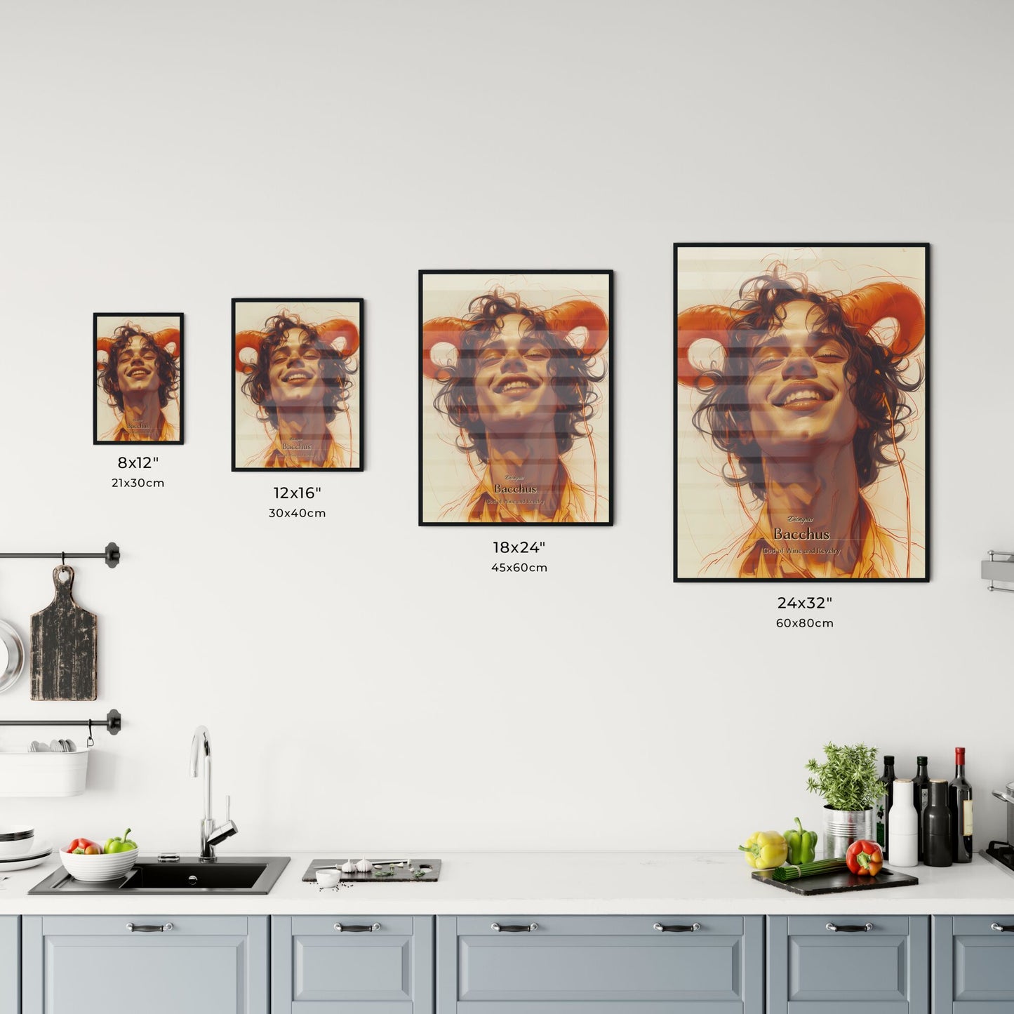 Dionysus, Bacchus, God of Wine and Revelry, A Poster of a man with horns on his head Default Title