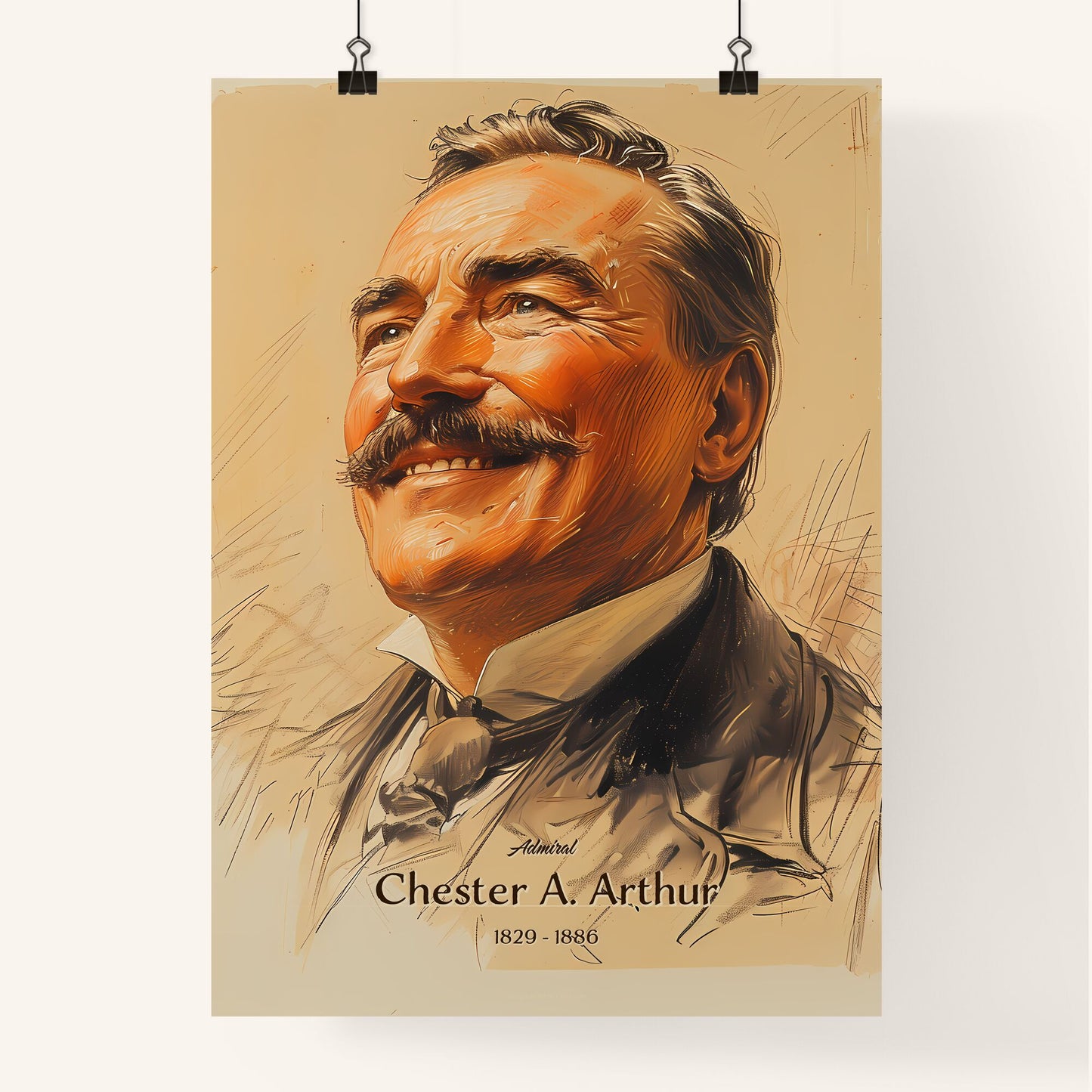 Admiral, Chester A. Arthur, 1829 - 1886, A Poster of a man with a mustache smiling Default Title