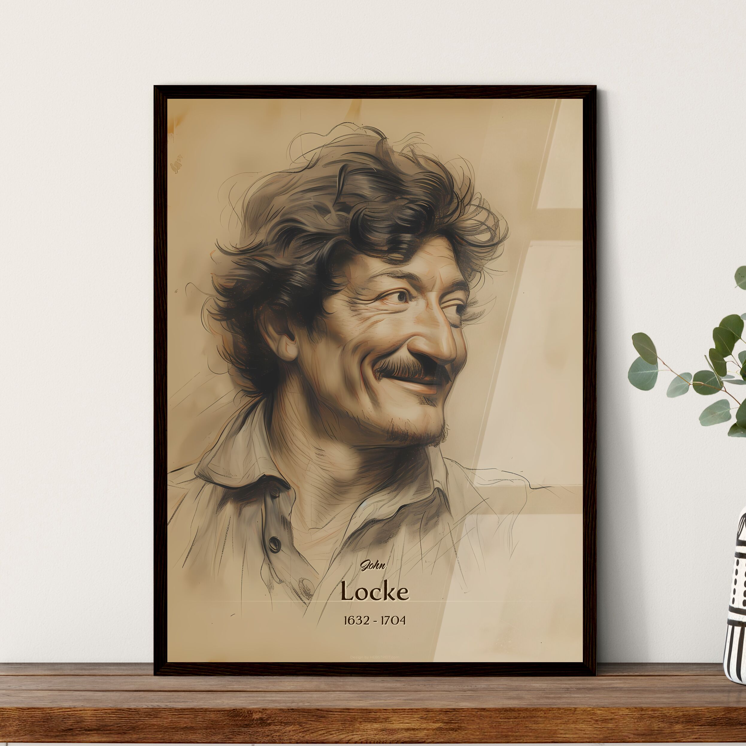 Smiling John Locke portrait, 1632-1704
