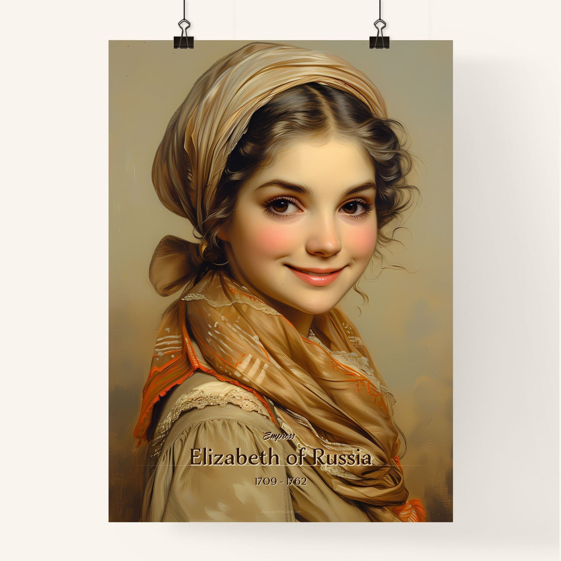 Empress, Elizabeth of Russia, 1709 - 1762, A Poster of a girl with a scarf on her head Default Title