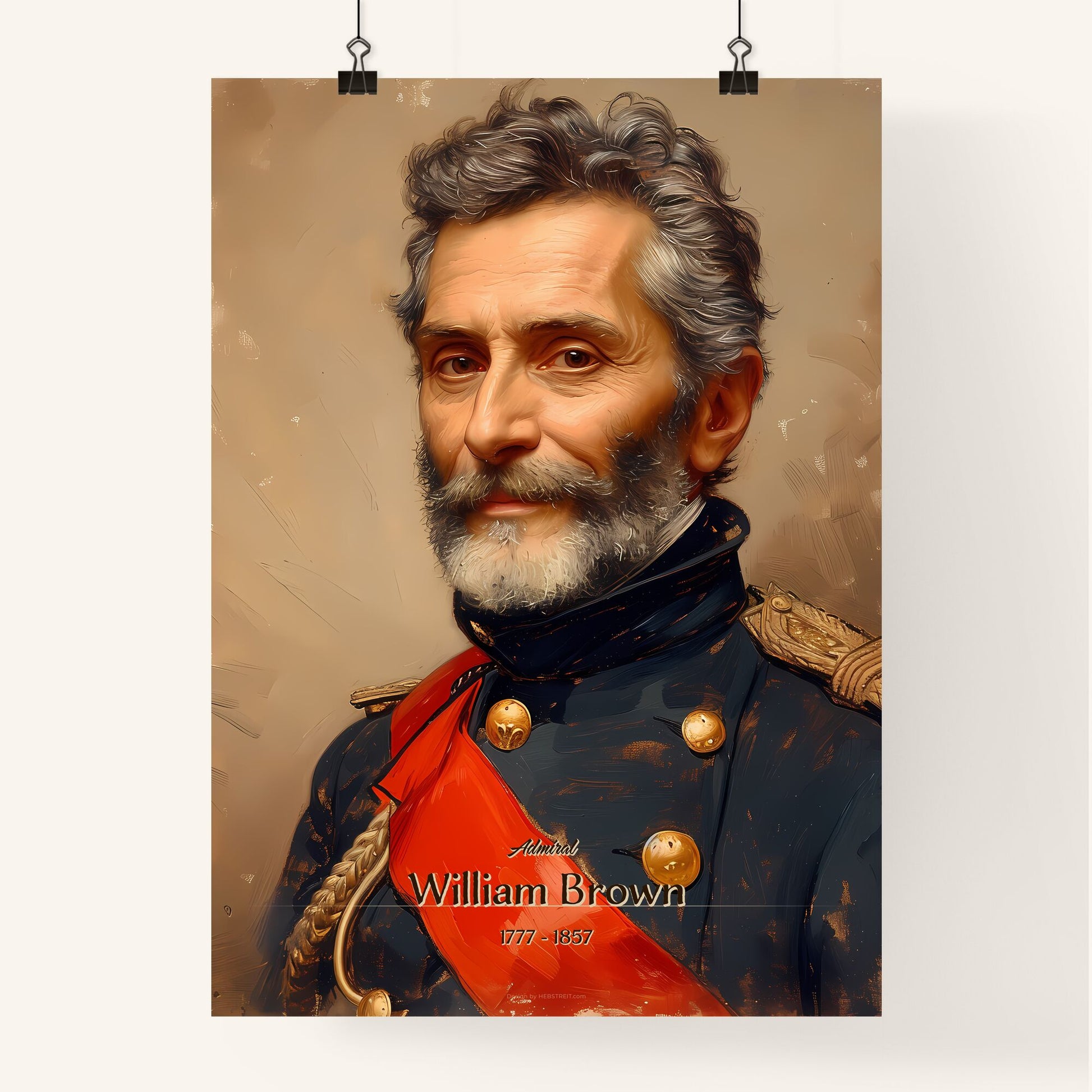Admiral, William Brown, 1777 - 1857, A Poster of a man in a military uniform Default Title