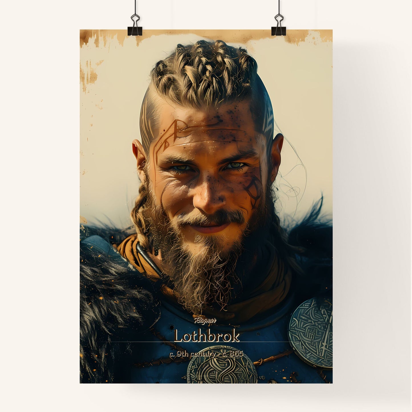 Ragnar, Lothbrok, c. 9th century - c. 865, A Poster of a man with a beard and a beard with a beard and a mohawk Default Title