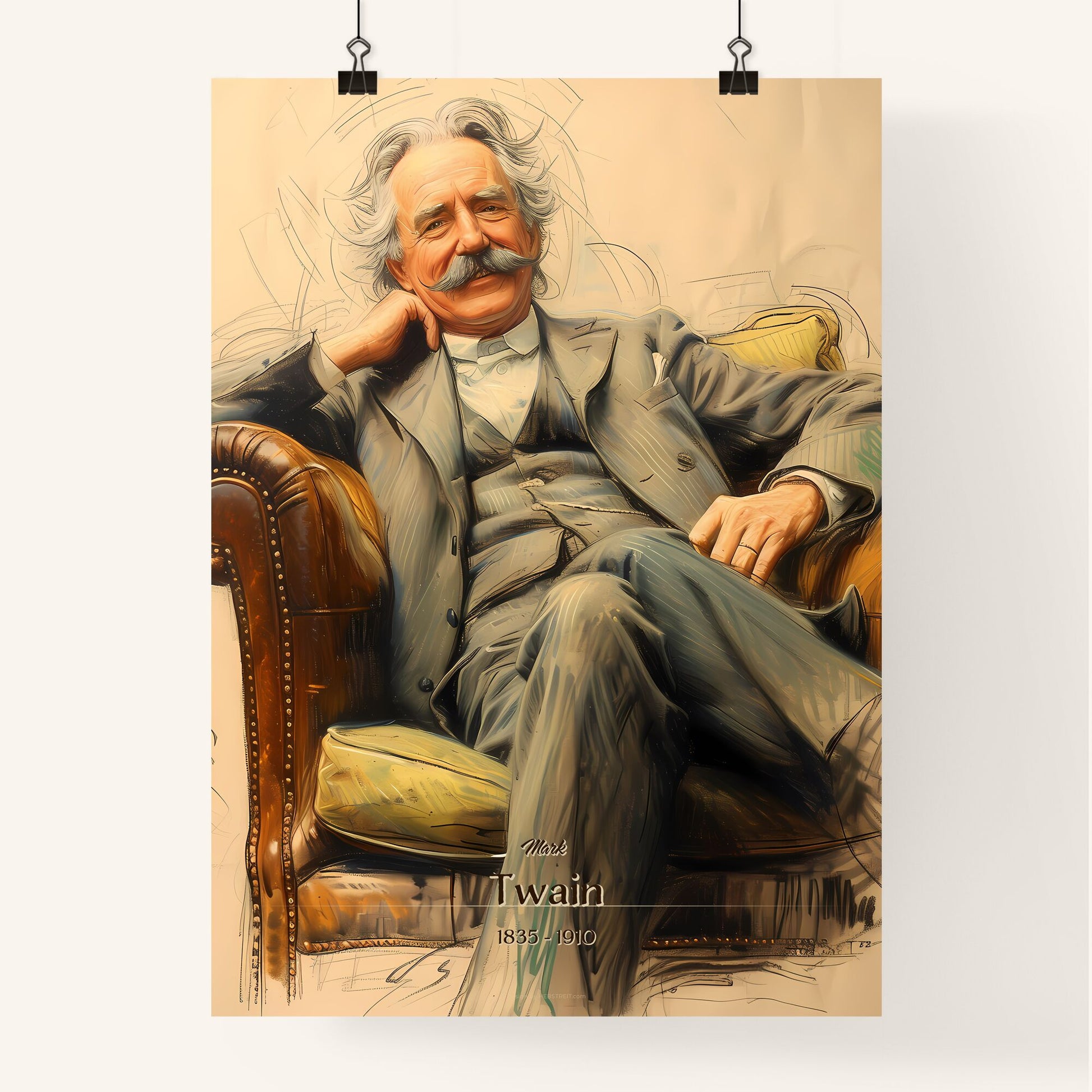 Mark, Twain, 1835 - 1910, A Poster of a man sitting in a chair Default Title