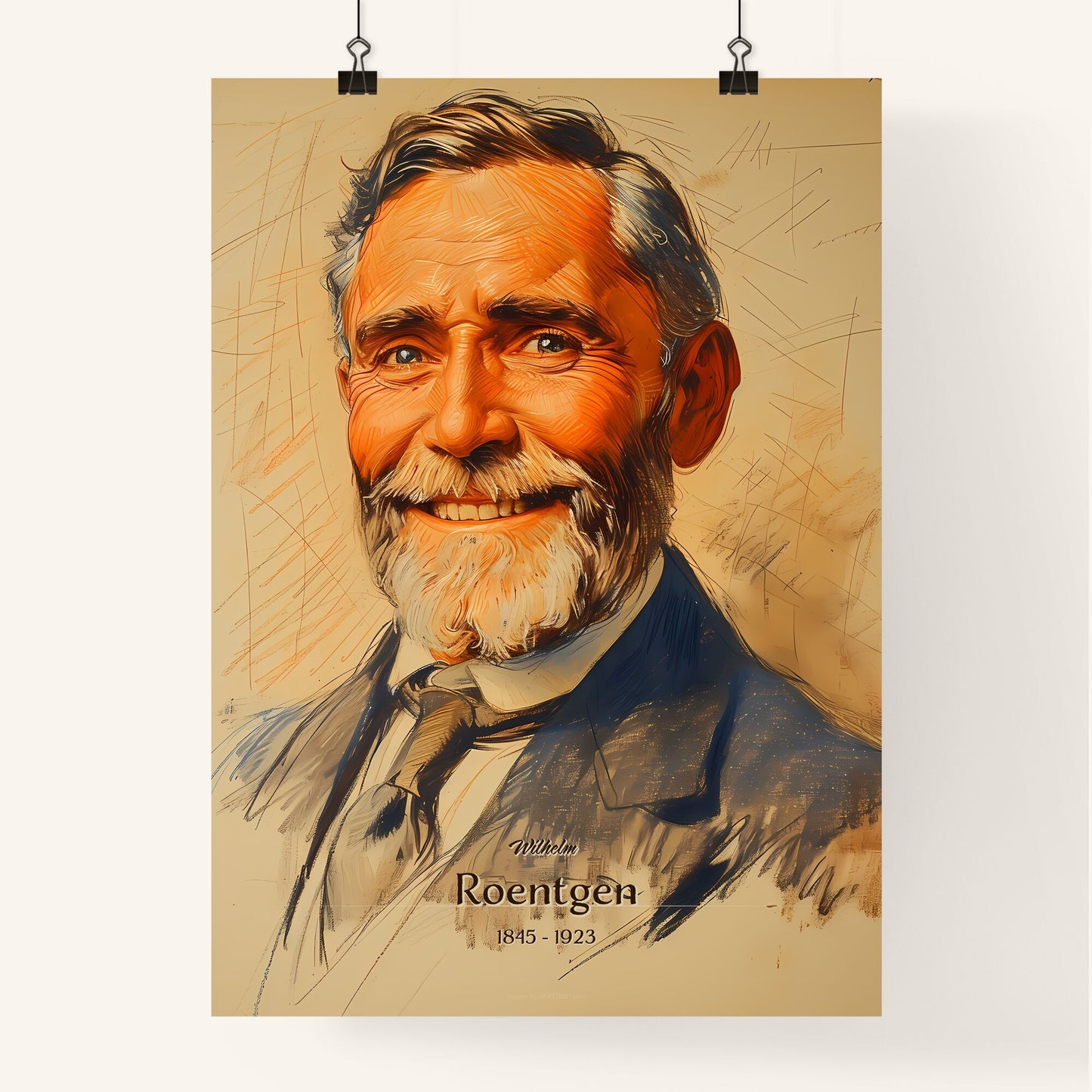 Wilhelm, Roentgen, 1845 - 1923, A Poster of a man with a beard smiling Default Title