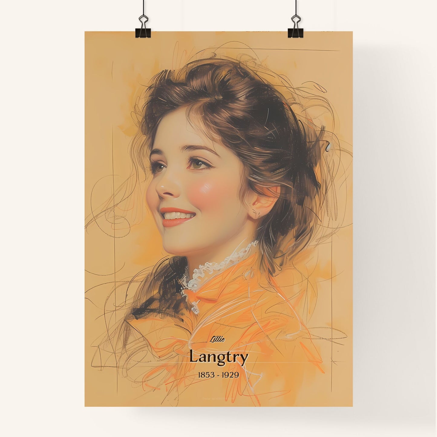 Lillie, Langtry, 1853 - 1929, A Poster of a woman smiling with a yellow shirt Default Title