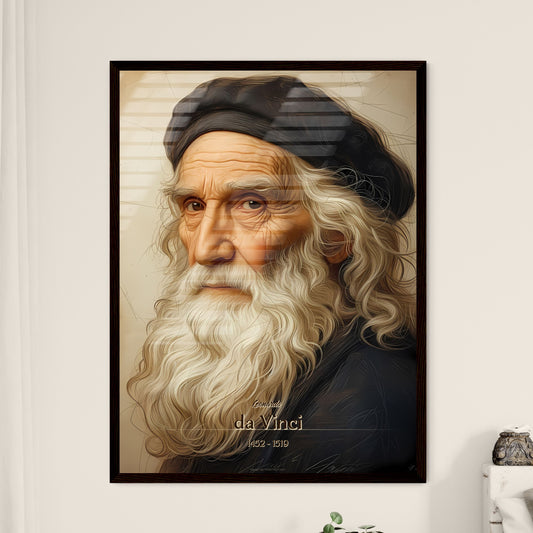 Leonardo, da Vinci, 1452 - 1519, A Poster of a man with a long white beard and a black hat Default Title