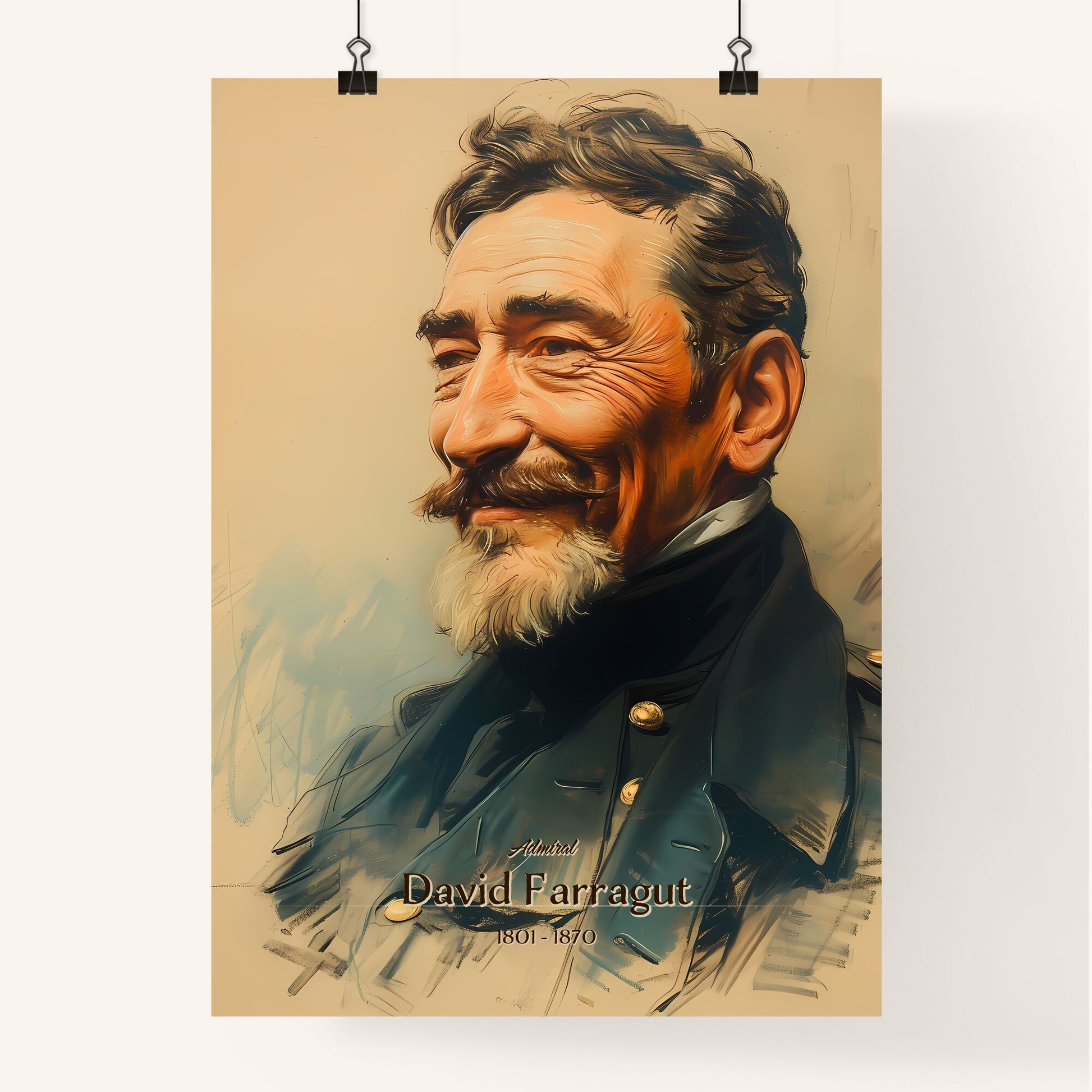 Admiral, David Farragut, 1801 - 1870, A Poster of a man with a mustache and beard Default Title