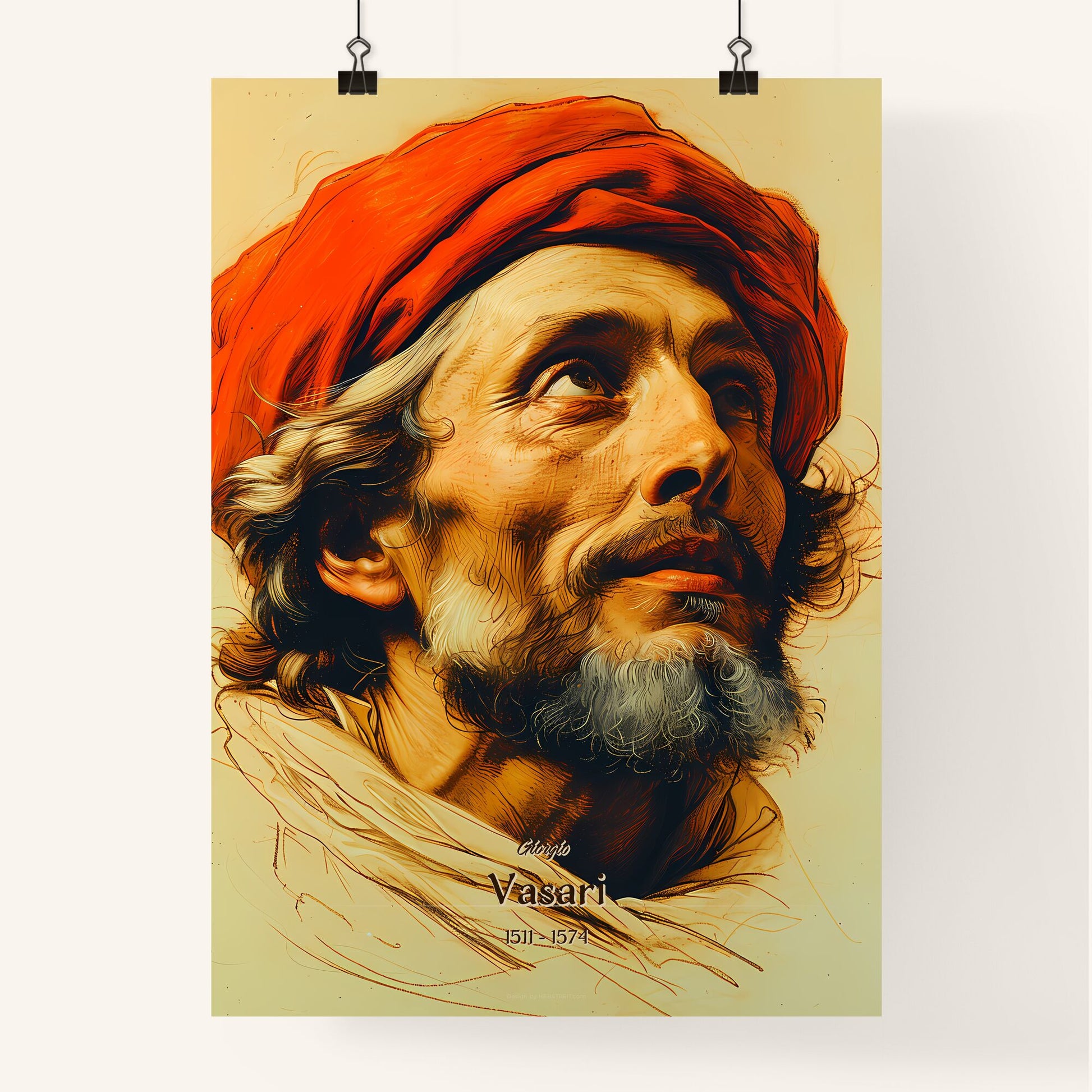 Giorgio, Vasari, 1511 - 1574, A Poster of a painting of a man with a red headdress Default Title