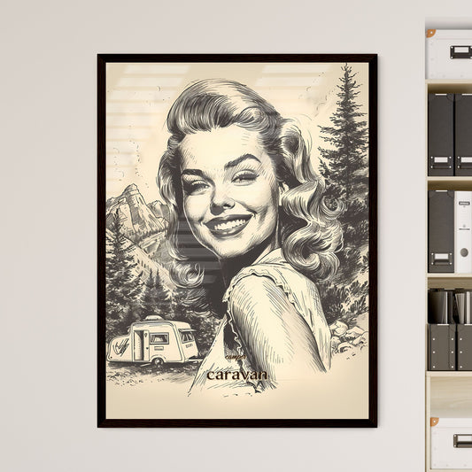 camper, caravan, A Poster of a woman smiling in front of a camper Default Title