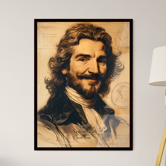 John III , Sobieski, 1629 - 1696, A Poster of a drawing of a man with long hair Default Title