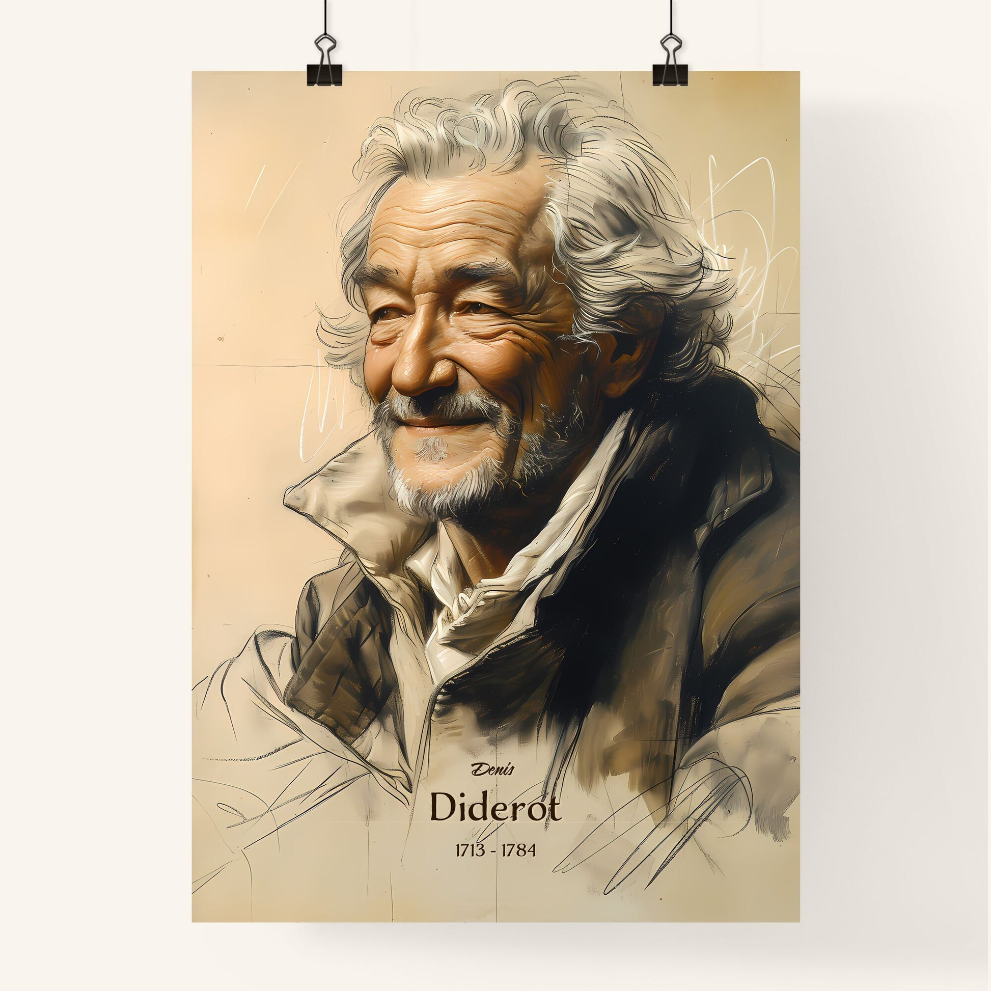Denis, Diderot, 1713 - 1784, A Poster of a man with white hair and beard smiling Default Title