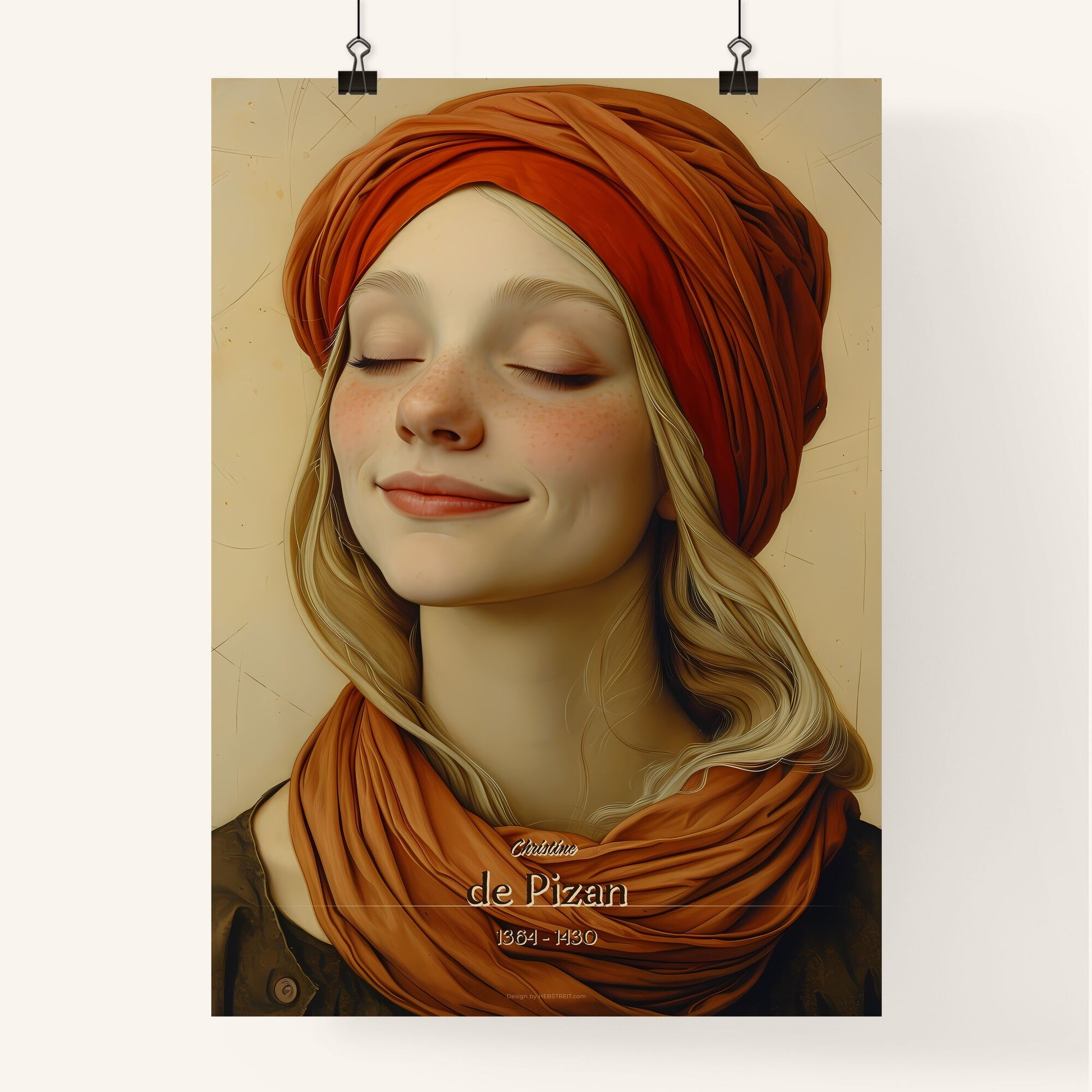 Christine, de Pizan, 1364 - 1430, A Poster of a woman with her eyes closed Default Title