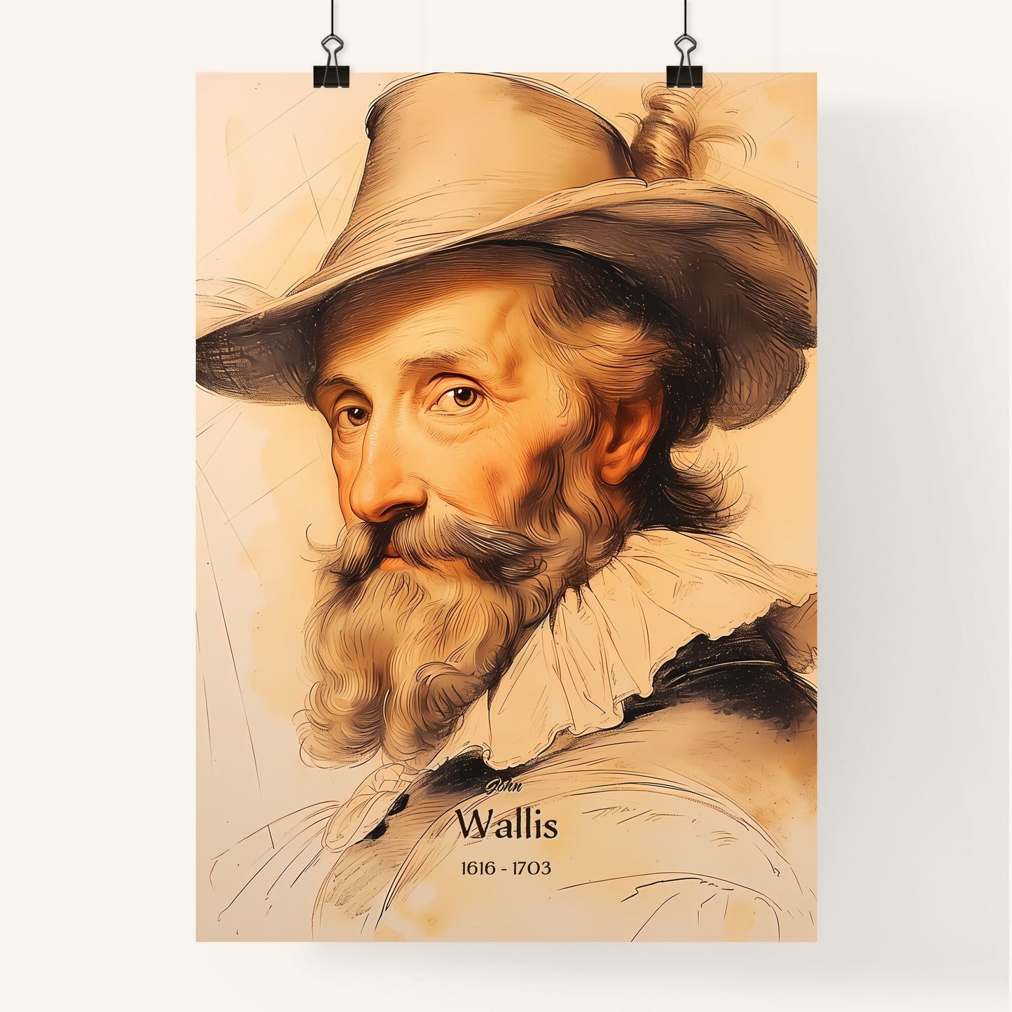 John, Wallis, 1616 - 1703, A Poster of a painting of a man with a hat Default Title