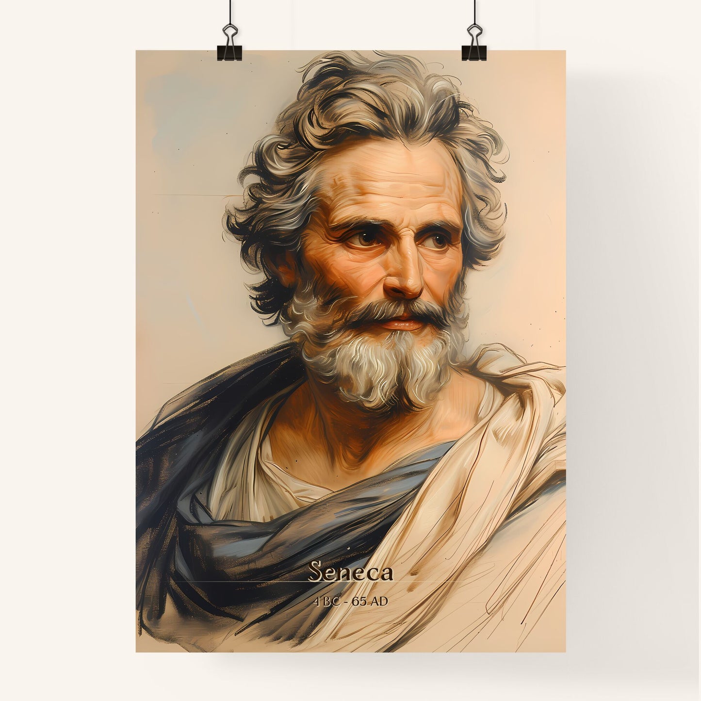 Seneca, 4 BC - 65 AD, A Poster of a painting of a man with a beard Default Title