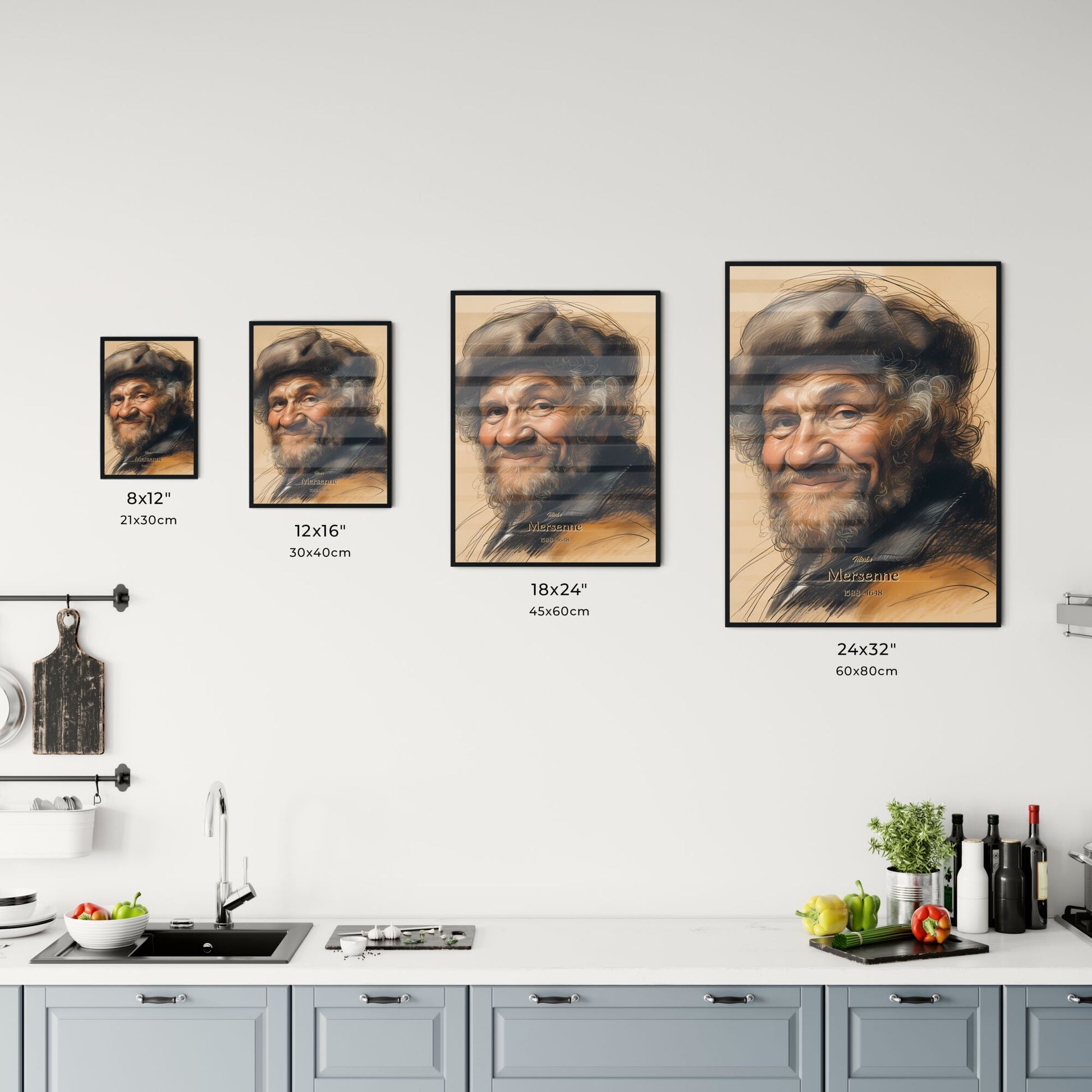 Marin, Mersenne, 1588 - 1648, A Poster of a man with a beard and mustache wearing a beret Default Title