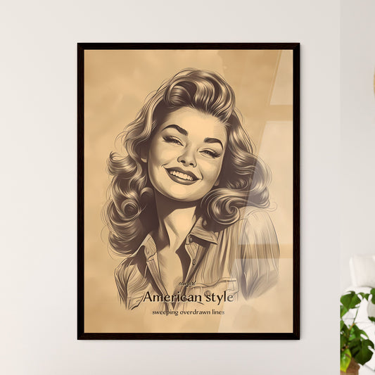 cowgirl, American style, sweeping overdrawn lines, A Poster of a woman with long hair smiling Default Title