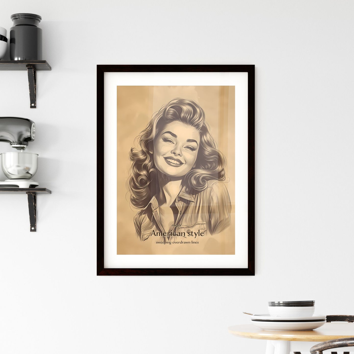 cowgirl, American style, sweeping overdrawn lines, A Poster of a woman with long hair smiling Default Title
