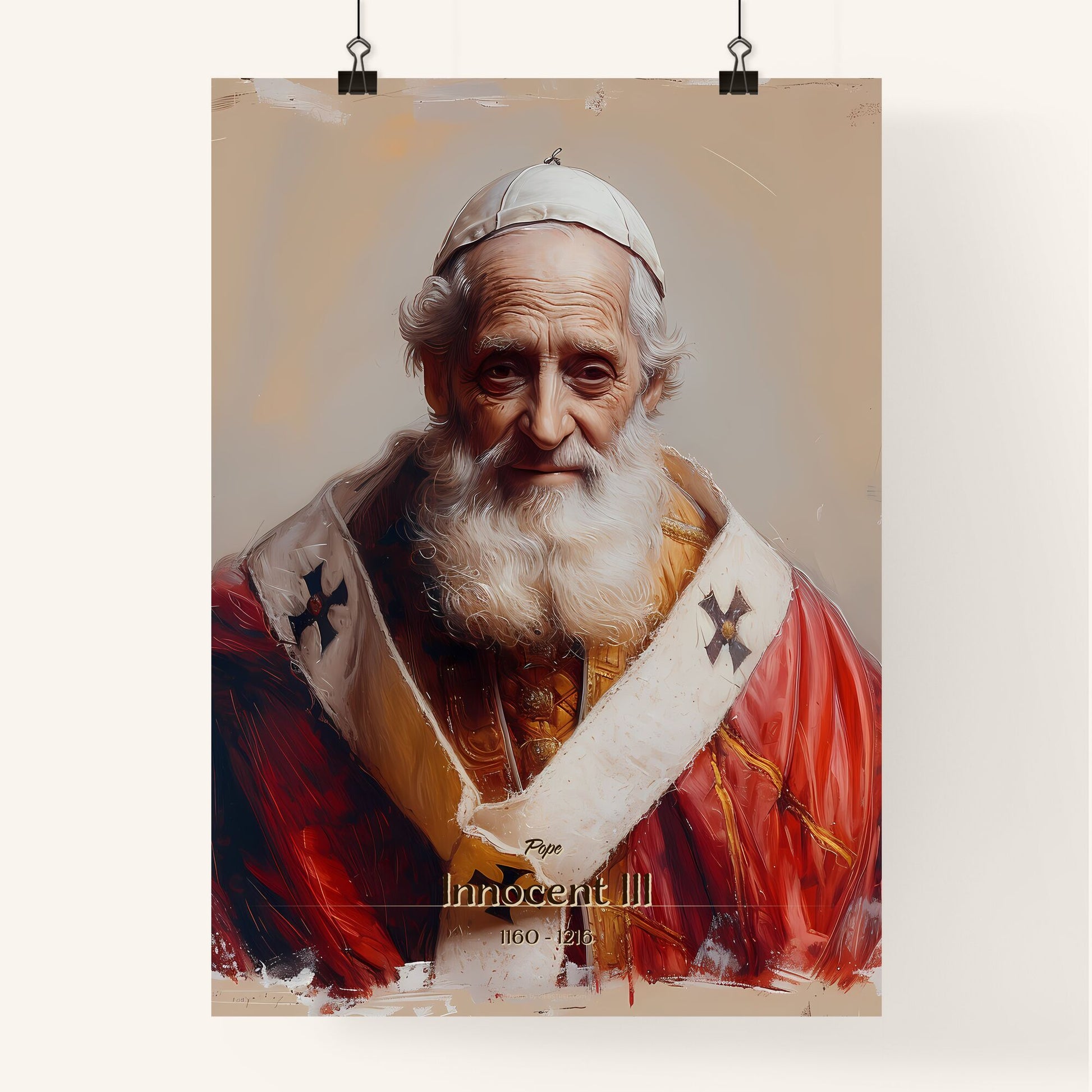Pope, Innocent III, 1160 - 1216, A Poster of a man in a red robe Default Title