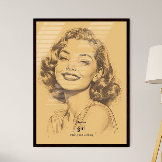 American, girl, smiling and winking, A Poster of a woman with curly hair smiling Default Title