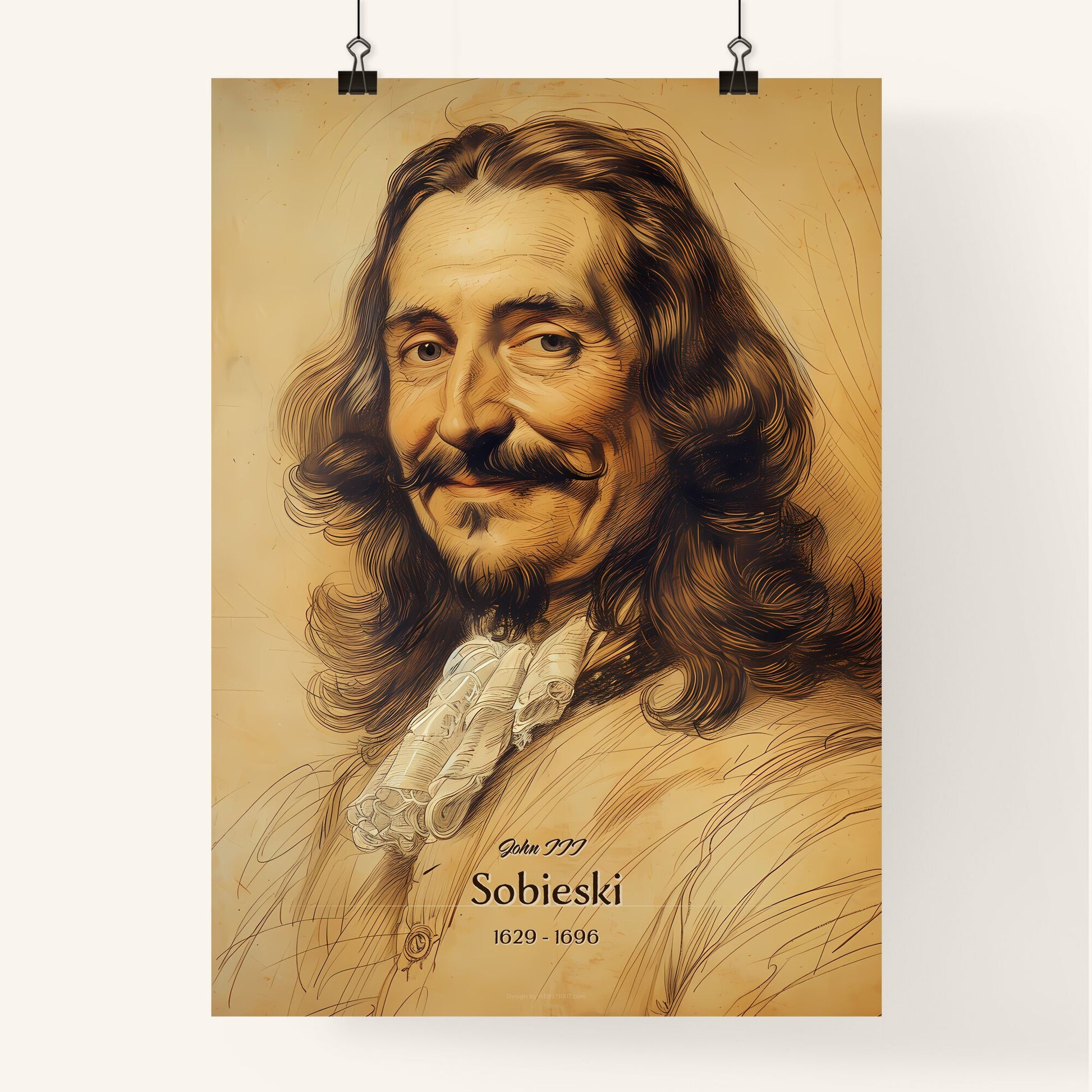 John III , Sobieski, 1629 - 1696, A Poster of a man with long hair and mustache Default Title