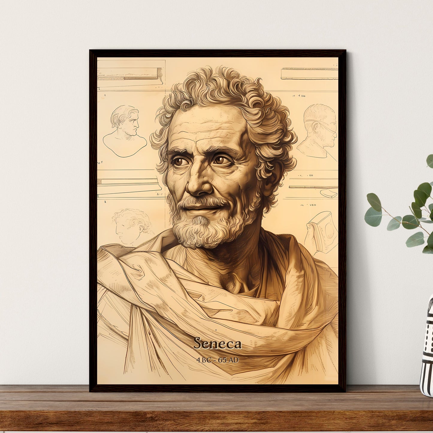 Seneca, 4 BC - 65 AD, A Poster of a drawing of a man Default Title