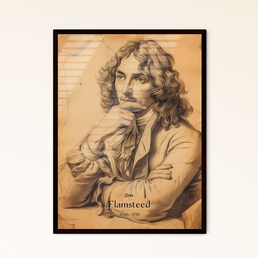 John, Flamsteed, 1646 - 1719, A Poster of a drawing of a man with his hand on his chin Default Title