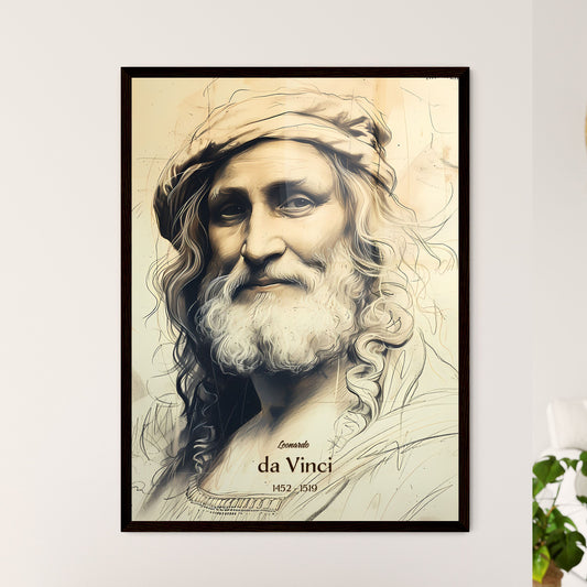 Leonardo, da Vinci, 1452 - 1519, A Poster of a drawing of a man with a beard Default Title