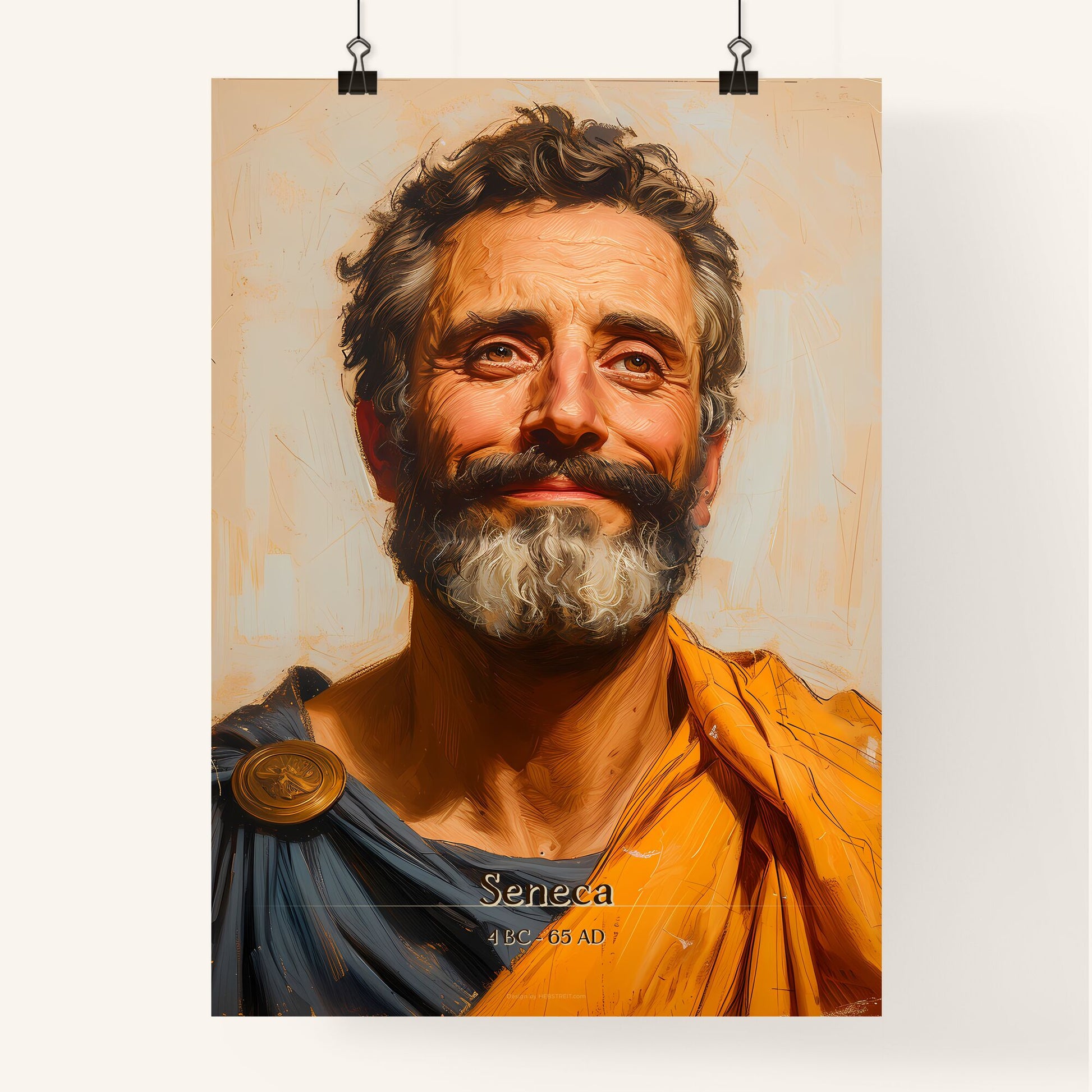 Seneca, 4 BC - 65 AD, A Poster of a man with a beard and a yellow robe Default Title