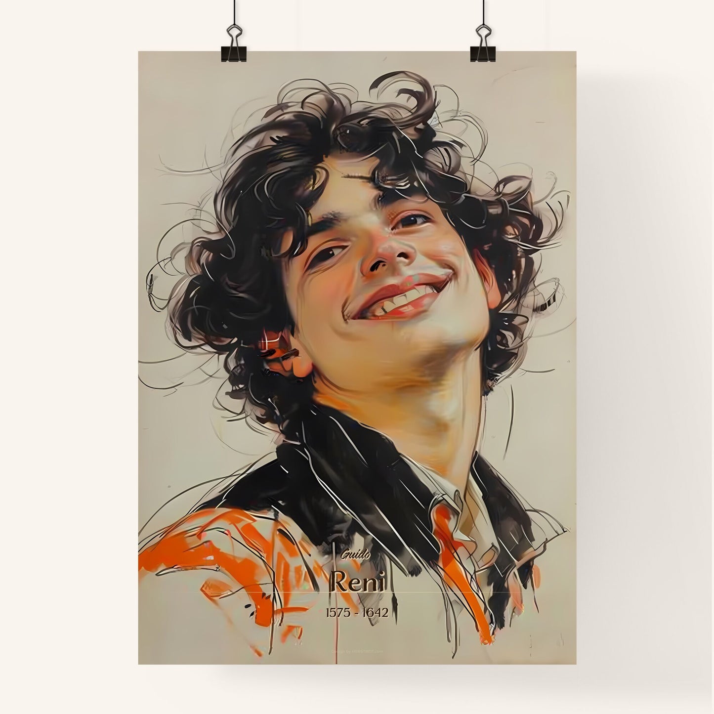 Guido, Reni, 1575 - 1642, A Poster of a man with curly hair smiling Default Title