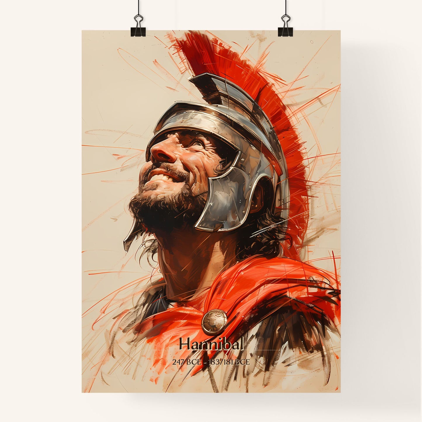 Hannibal, 247 BCE - 183/181 BCE, A Poster of a man in a helmet Default Title