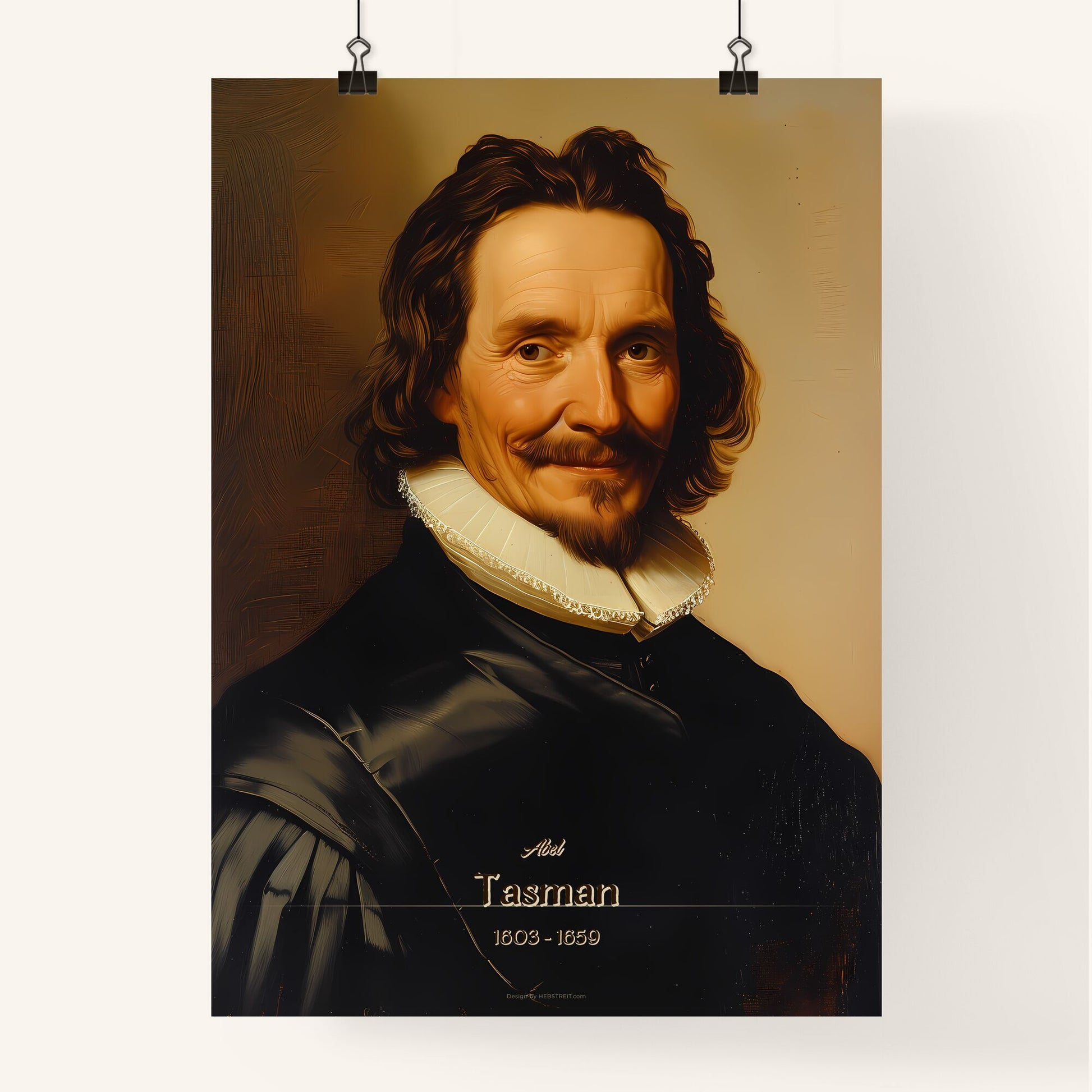Abel, Tasman, 1603 - 1659, A Poster of a man with a beard and mustache wearing a black robe Default Title