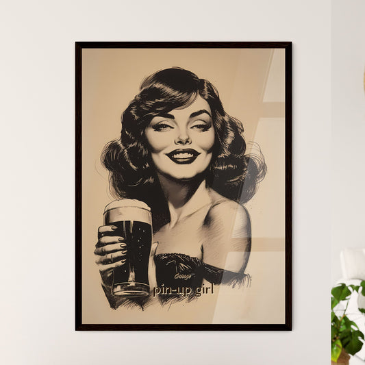 Garage, pin-up girl, A Poster of a woman holding a glass of beer Default Title
