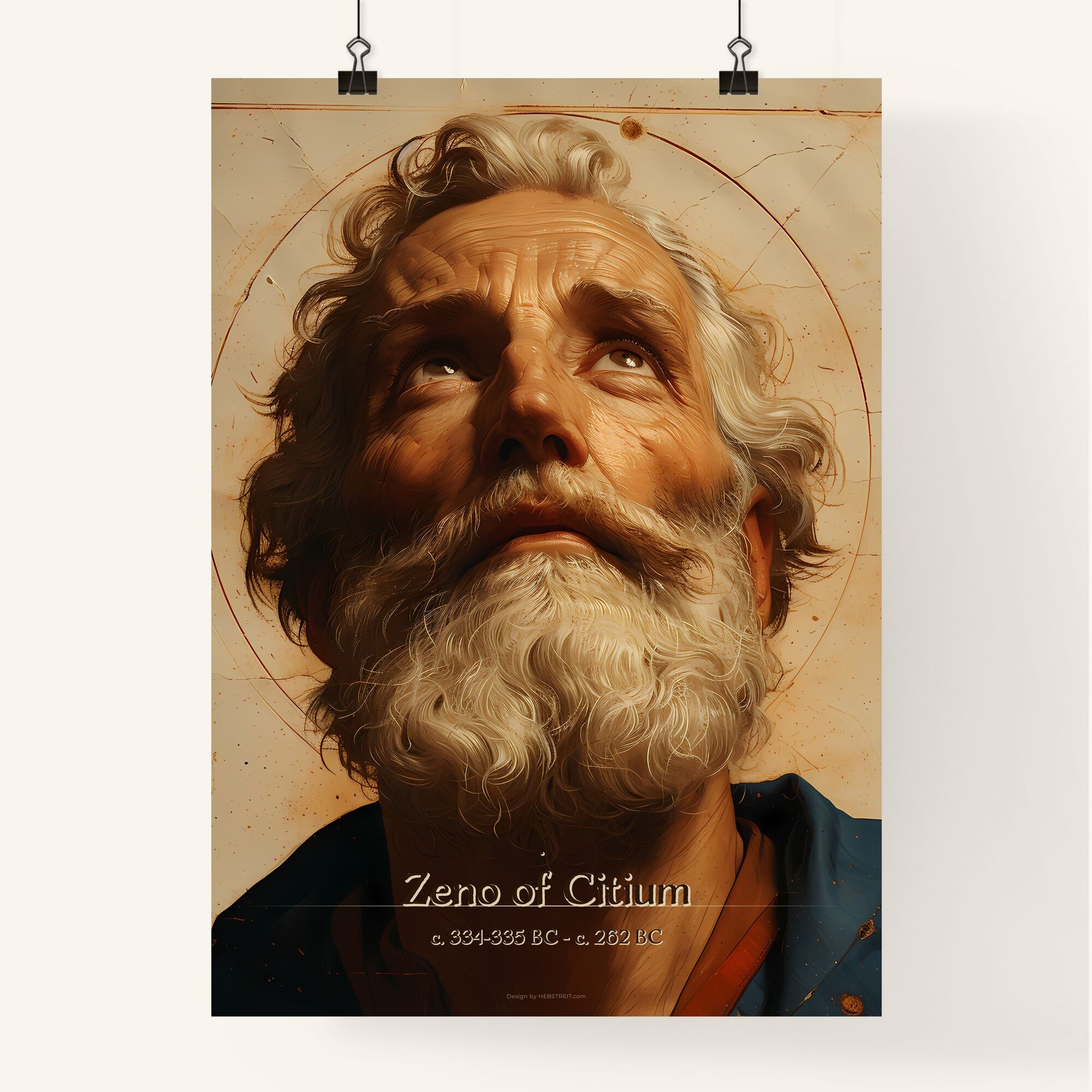 Zeno of Citium, c. 334-335 BC - c. 262 BC, A Poster of a painting of a man looking up Default Title