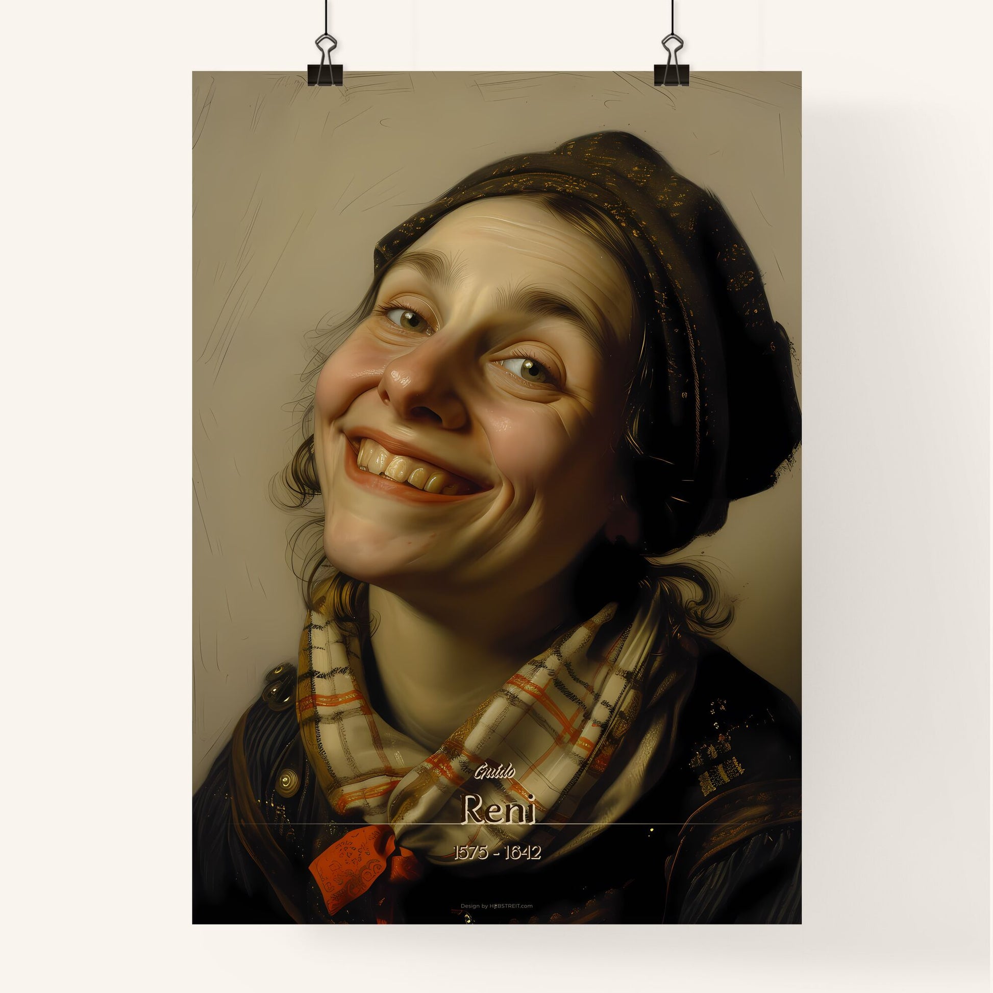 Guido, Reni, 1575 - 1642, A Poster of a woman smiling with a scarf and a hat Default Title