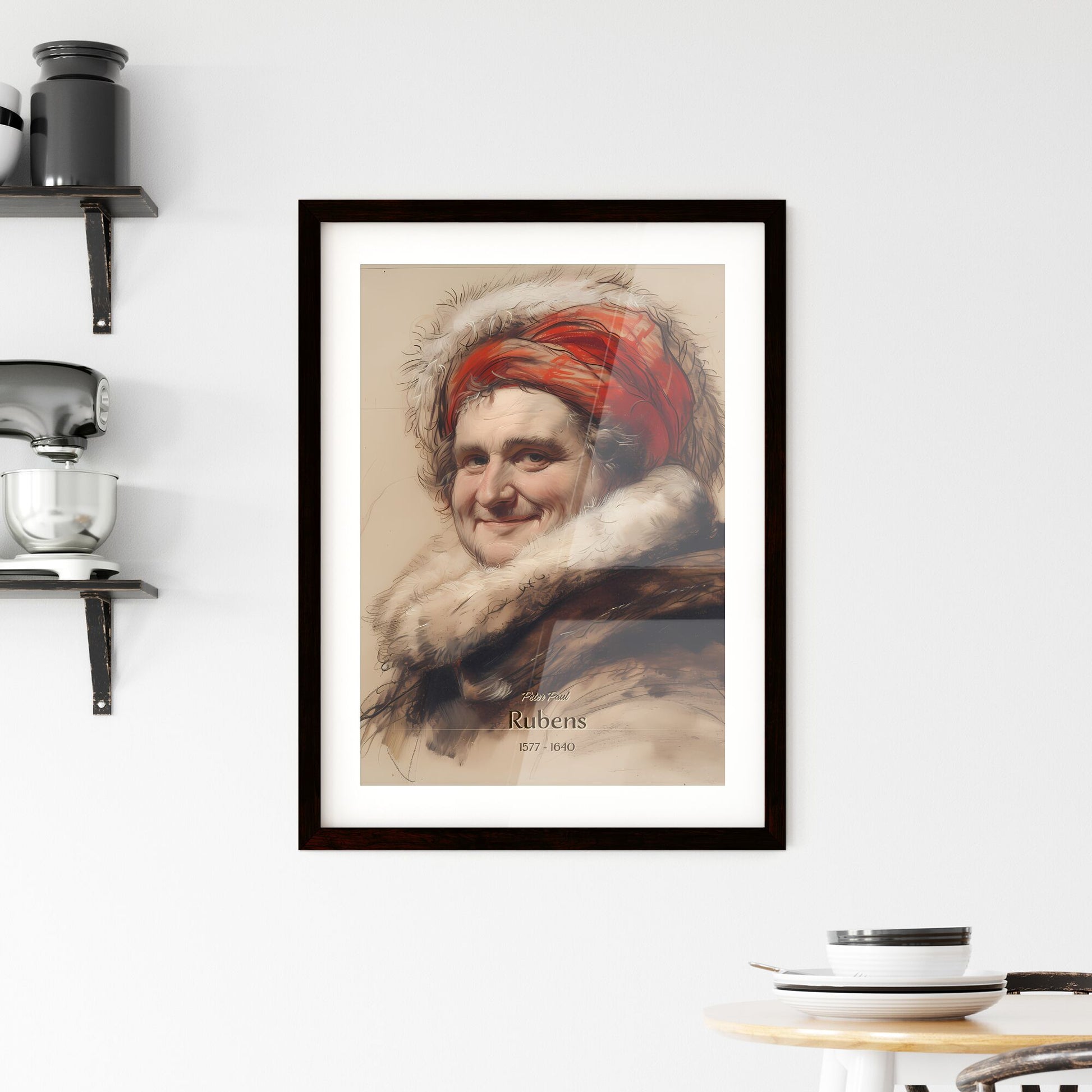 Peter Paul, Rubens, 1577 - 1640, A Poster of a painting of a man wearing a red head scarf and fur coat Default Title