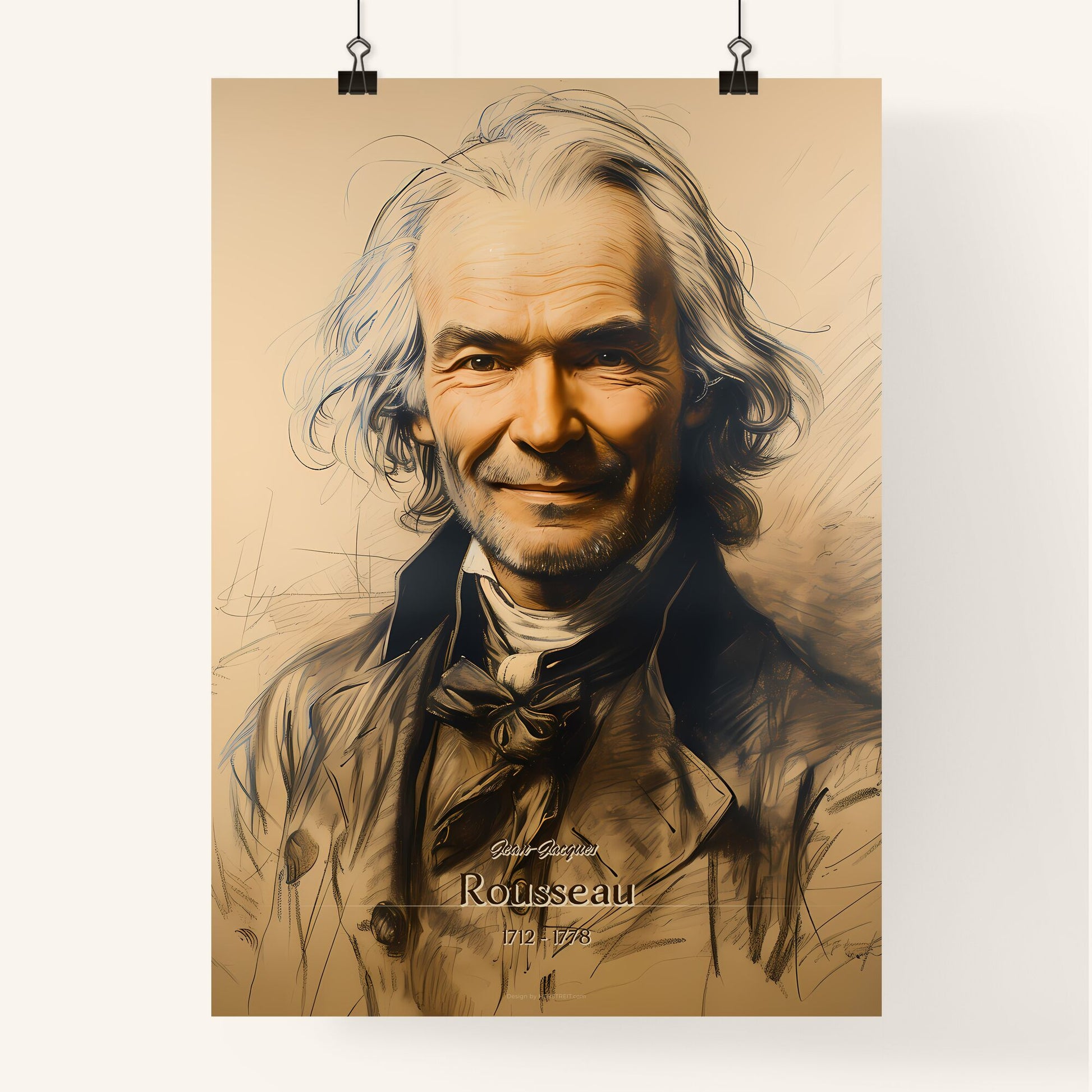 Jean-Jacques, Rousseau, 1712 - 1778, A Poster of a drawing of a man Default Title