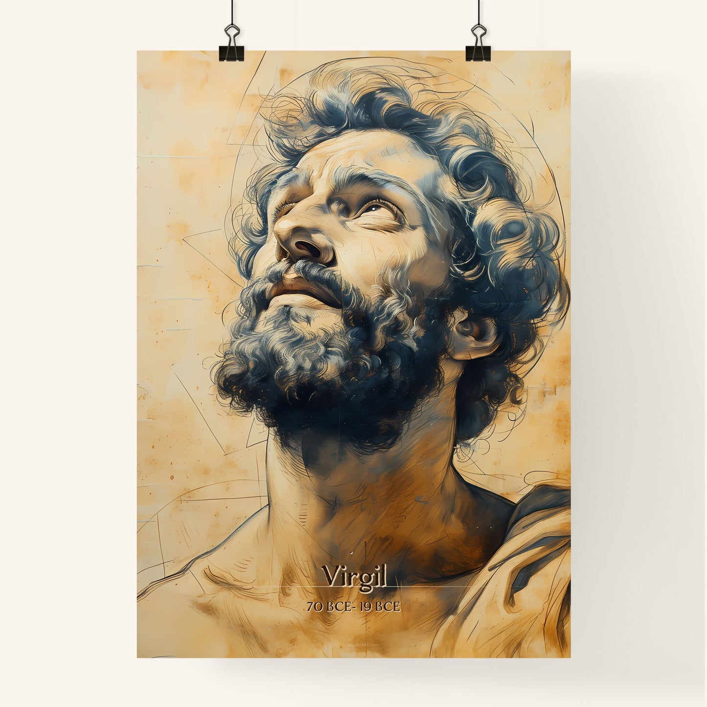 Virgil, 70 BCE- 19 BCE, A Poster of a drawing of a bearded man Default Title