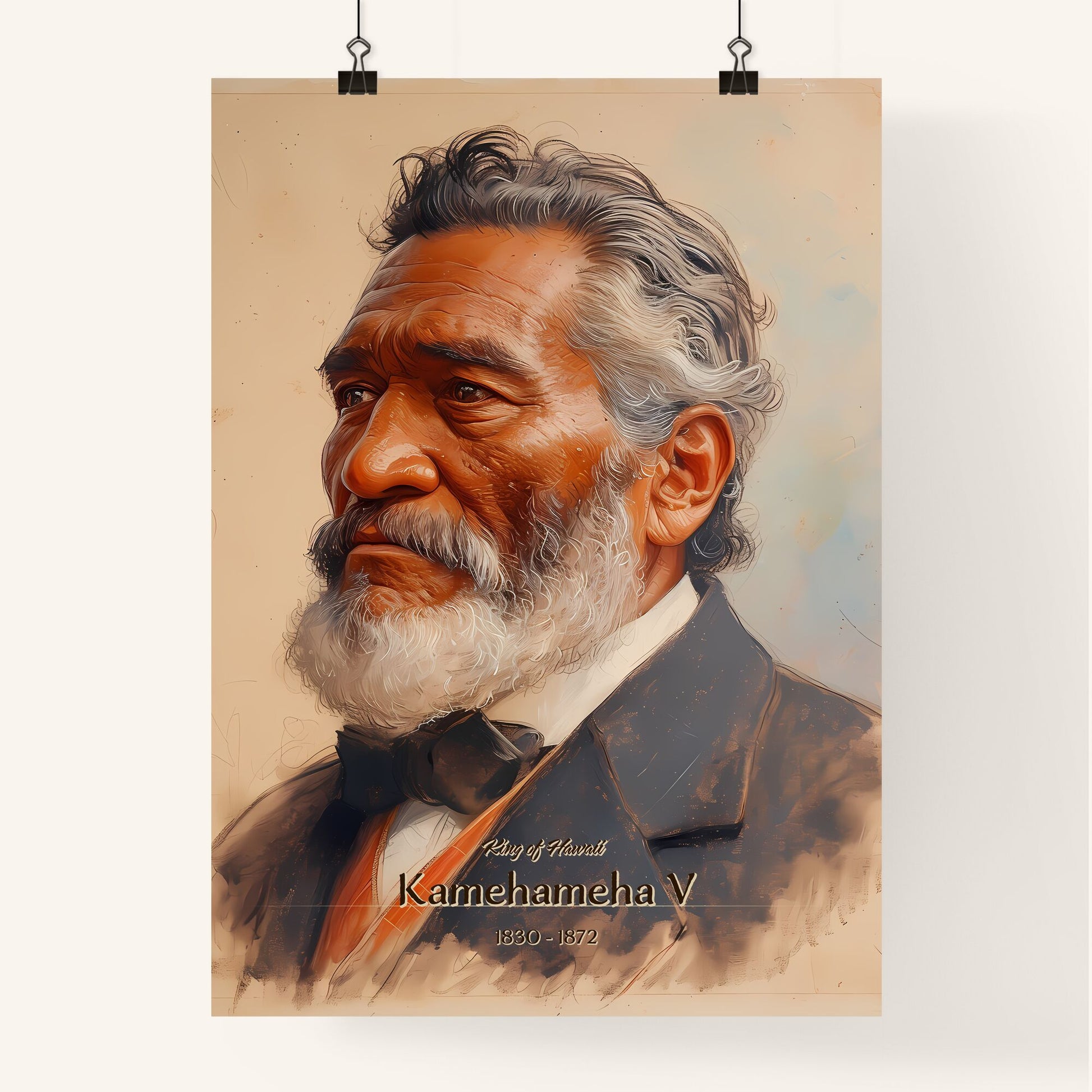 King of Hawaii, Kamehameha V, 1830 - 1872, A Poster of a painting of a man with a beard Default Title