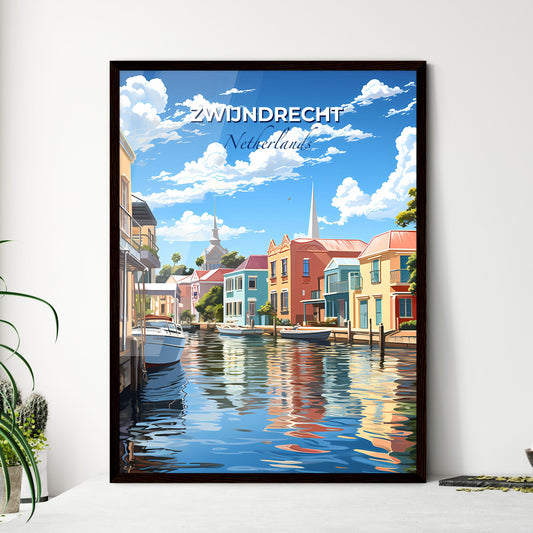 Zwijndrecht, Netherlands, A Poster of a water way with buildings and boats Default Title