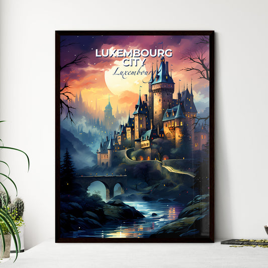 Luxembourg City, Luxembourg, A Poster of a castle with a bridge and a river Default Title