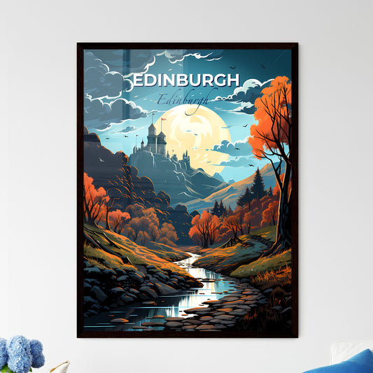 Edinburgh, Edinburgh, A Poster of a river running through a valley with trees and a castle Default Title