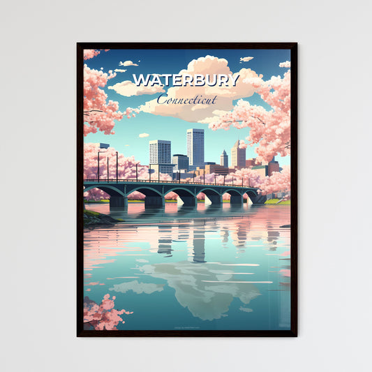 Waterbury, Connecticut, A Poster of a bridge over a river with pink flowers Default Title