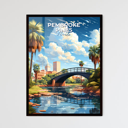 Pembroke Pines, Florida, A Poster of a bridge over a river with palm trees and buildings Default Title