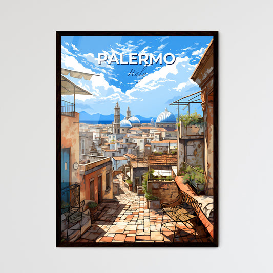 Palermo, Italy, A Poster of a street with buildings and a blue sky Default Title