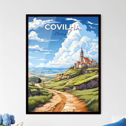 Covilha, Portugal, A Poster of a landscape with a road and a building on top of it Default Title